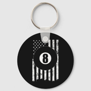 Pool Snooker Biljart Speler 8 Ball USA Amerikaans Sleutelhanger