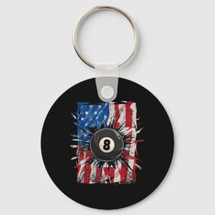 Pool Snooker Biljart Speler 8 Ball USA Amerikaans Sleutelhanger