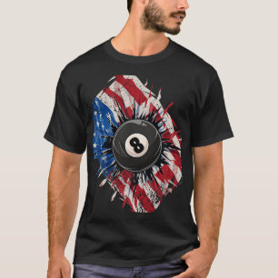 Pool Snooker Biljart Speler 8 Ball USA Amerikaans T-shirt