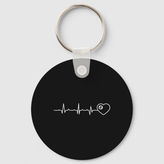 Pool Spelers Heartbeat Billiards 8 Ball Sleutelhanger (Voorkant)