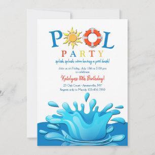 pool splash-uitnodiging kaart