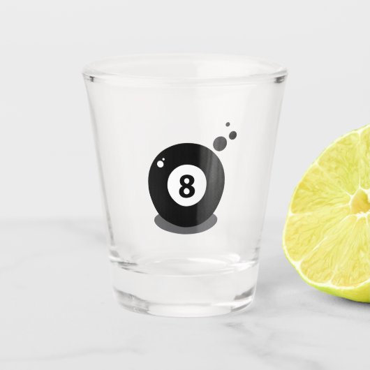 Pool sport acht ball 8 shot glas (Voorkant)