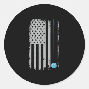 Pool Stick Billiards 8 Ball VS American Flag Ronde Sticker