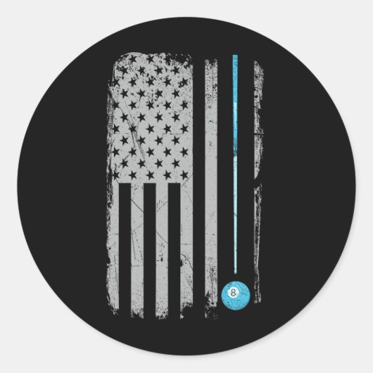 Pool Stick Billiards 8 Ball VS Amerikaanse F Ronde Sticker (Voorkant)