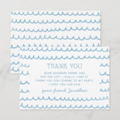 Pool & Strand Nautical Blauwe Golven | Kinderverja Bedankkaart (Voorkant / Achterkant)