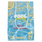 Pool summer neon vibes birthday party medium cadeauzakje (Achterkant)