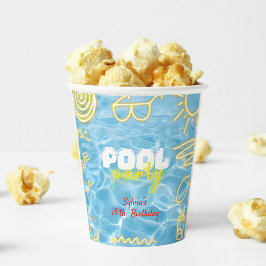 Pool summer neon vibes birthday party papieren bekers