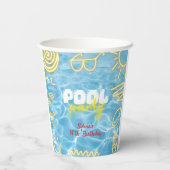 Pool summer neon vibes birthday party papieren bekers (Achterkant)
