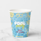 Pool summer neon vibes birthday party papieren bekers (Voorkant)
