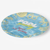 Pool summer neon vibes birthday party papieren bordje (Gekanteld)