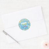 Pool summer neon vibes birthday party ronde sticker (Envelop)