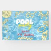 Pool summer neon vibes birthday party spandoek (Horizontaal)