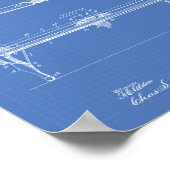 Pool Table 1902 Patent Art - Blauwdruk Poster (Hoek)