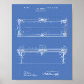 Pool Table 1902 Patent Art - Blauwdruk Poster (Voorkant)