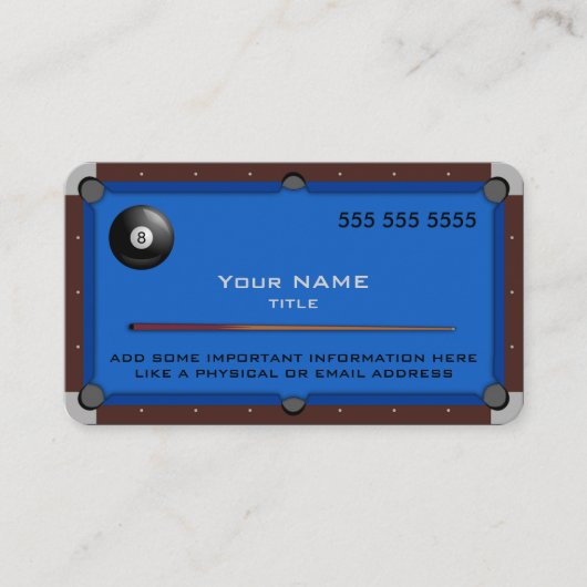 Pool Table Blue Visitekaartje (Voorkant)