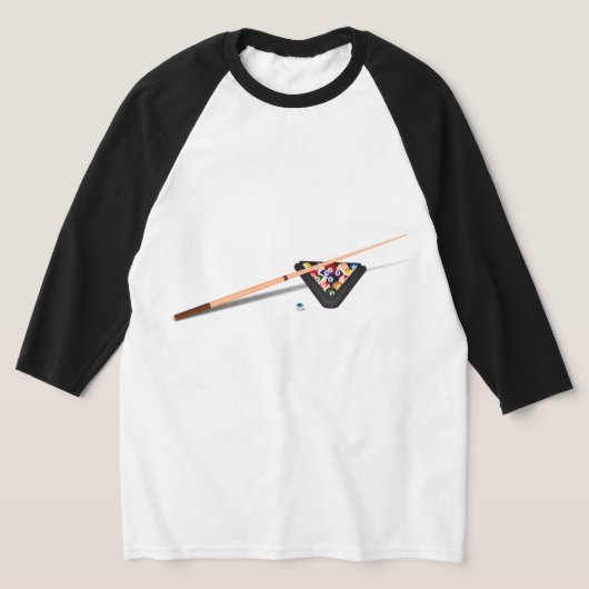 Pool Table Cue Stick en Balls Name on Back T-shirt (Laagn)