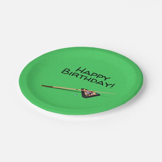 Pool Table Cue Stick en Balls Papieren Bordje (Gekanteld)