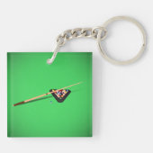 Pool Table Cue Stick en Balls Sleutelhanger (Achterkant)