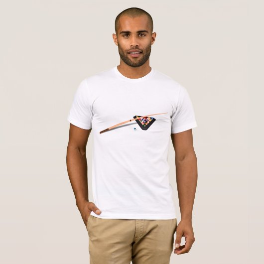 Pool Table Cue Stick en Balls T-Shirt (Voorkant volledig)