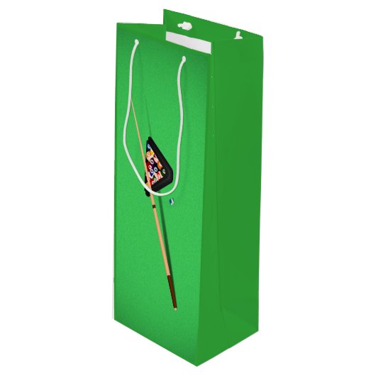 Pool Table Cue Stick en Balls Wijn Cadeautas (Voorkant Gekanteld)