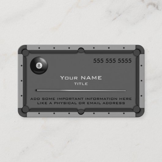 Pool Table Dark Visitekaartje (Voorkant)