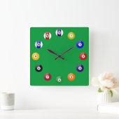 Pool Table en Balls Vierkante Klok (Huis)