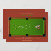 Pool Table Invitation Kaart (Voorkant / Achterkant)