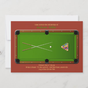 Pool Table Invitation Kaart
