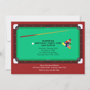 Pool Table Invitation Kaart