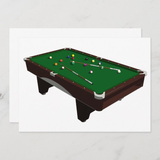 Pool Table Invitations Kaart (Voorkant / Achterkant)