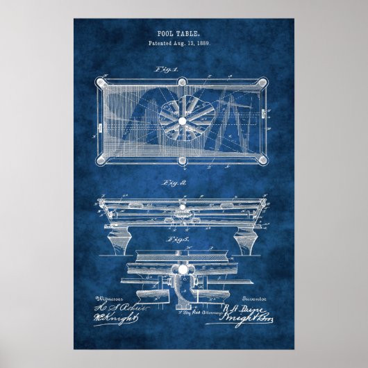 Pool Table Patent Art. 10 Billiard Poster (Voorkant)
