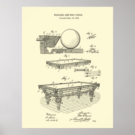 Pool Table wall art patent print #5 (Voorkant)