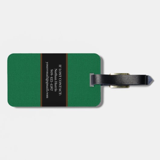 Pool tafel biljart groen bagagelabel (Achterkant horizontaal)