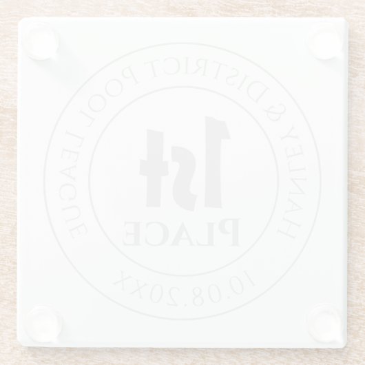 Pool Team Pool League 1st Prize Trophy Award Glazen Onderzetter (Achterkant)