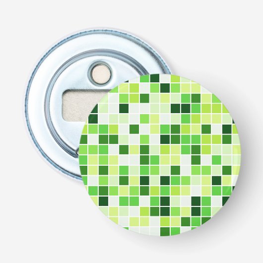 Pool Tegels, Groene Mozaïek Tegels, Geometrisch Pa Button Flesopener (Voorkant)