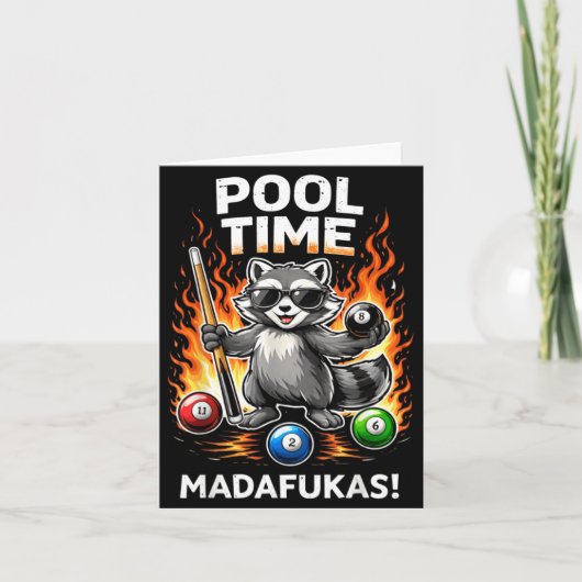 Pool Time Madafakas Grappige Wasbeer Biljart Spele Kaart (Voorkant)