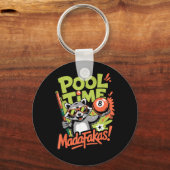Pool Time Madafakas Grappige Wasbeer Biljart Spele Sleutelhanger (Voorkant)
