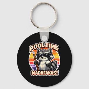 Pool Time Madafakas Grappige Wasbeer Biljartspeler Sleutelhanger