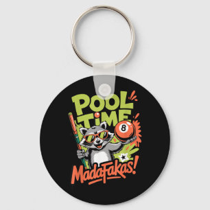 Pool Time Madafakas Grappige Wasbeer Biljartspeler Sleutelhanger