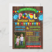 Pool verjaardag bash gecombineerde partij hout fot kaart (Voorkant)