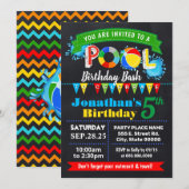 Pool verjaardagsfeest zomerbaskbord kaart (Voorkant / Achterkant)
