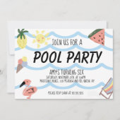 Pool Verjaardagsfeestje Doodles Kaart (Voorkant)