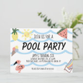 Pool Verjaardagsfeestje Doodles Kaart (Staand voorkant)