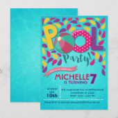 Pool Verjaardagsfeestuitnodiging Kaart (Voorkant / Achterkant)