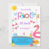 Pool Verjaardagsfeestuitnodiging Kaart (Voorkant)
