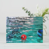 Pool Verjaardagsfeestuitnodiging Kaart (Staand voorkant)