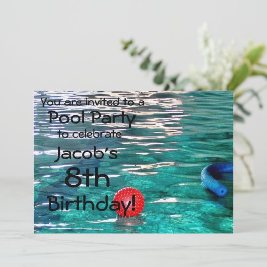 Pool Verjaardagsfeestuitnodiging Kaart (Staand voorkant)