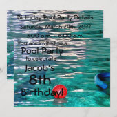 Pool Verjaardagsfeestuitnodiging Kaart (Voorkant / Achterkant)