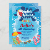 Pool verjaardagsuitnodiging kaart (Voorkant / Achterkant)