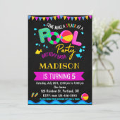 Pool verjaardagsuitnodiging Pool party Girl water  Kaart (Staand voorkant)